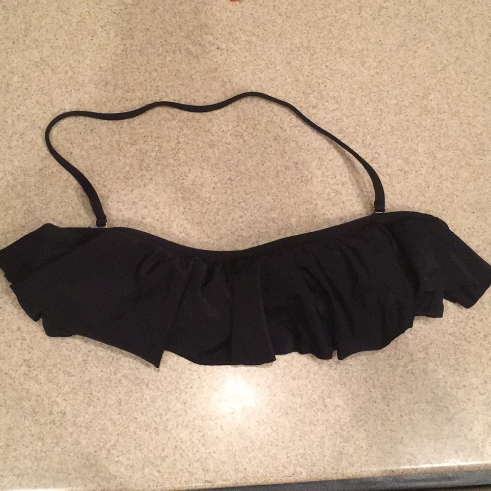 Black Victoria secret bandeau ruffle top w/strap